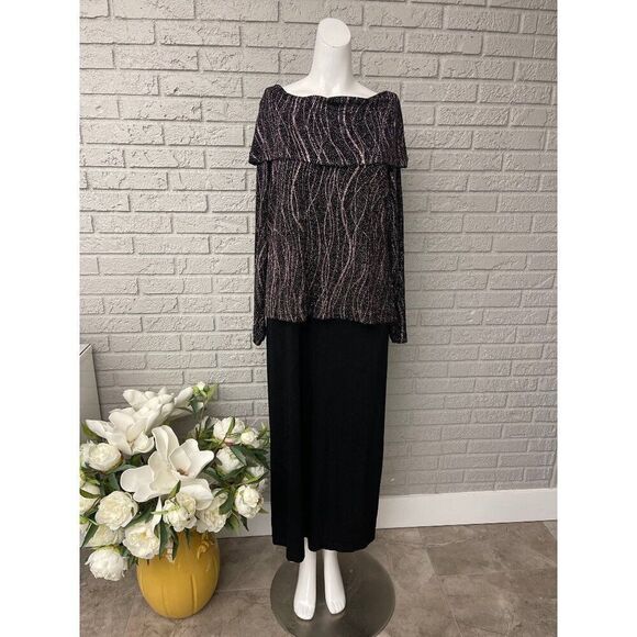 Dressbarn Collection Women Shimmering Fold Over Maxi Dress Size 14 - Picture 1 of 8